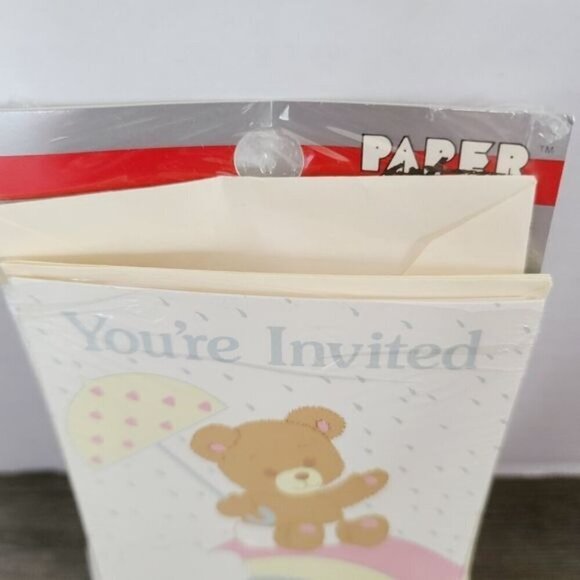 Vintage 80s 90s Paper Art Company Cute Kawaii Pastel Teddy Bear Invitations - Picture 3 of 9